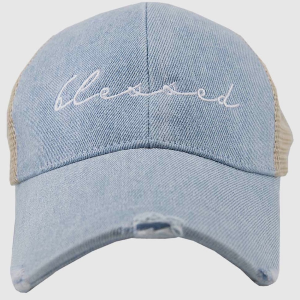 Blessed Script Embroidered Trucker Hat